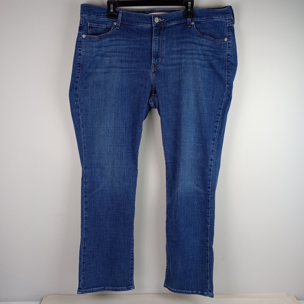 Levi Womens 20W Blue Mid Rise Stretch Denim Casual Classic Straight Leg Jeans
